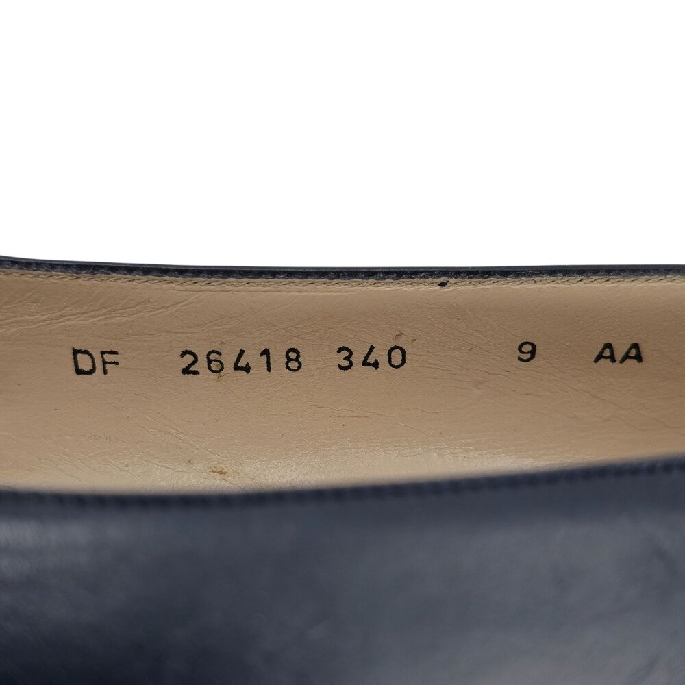 Vintage Salvatore Ferragamo Womens 9AA Navy Leather Reptile Embossed Dress Pumps - Picture 8 of 9